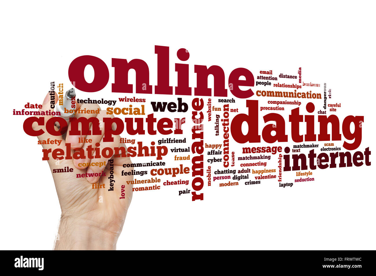 Online-dating Konzept Word Cloud-Hintergrund Stockfoto