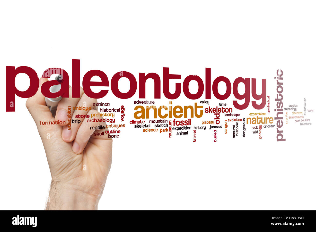 Paläontologie Konzept Word Cloud-Hintergrund Stockfoto