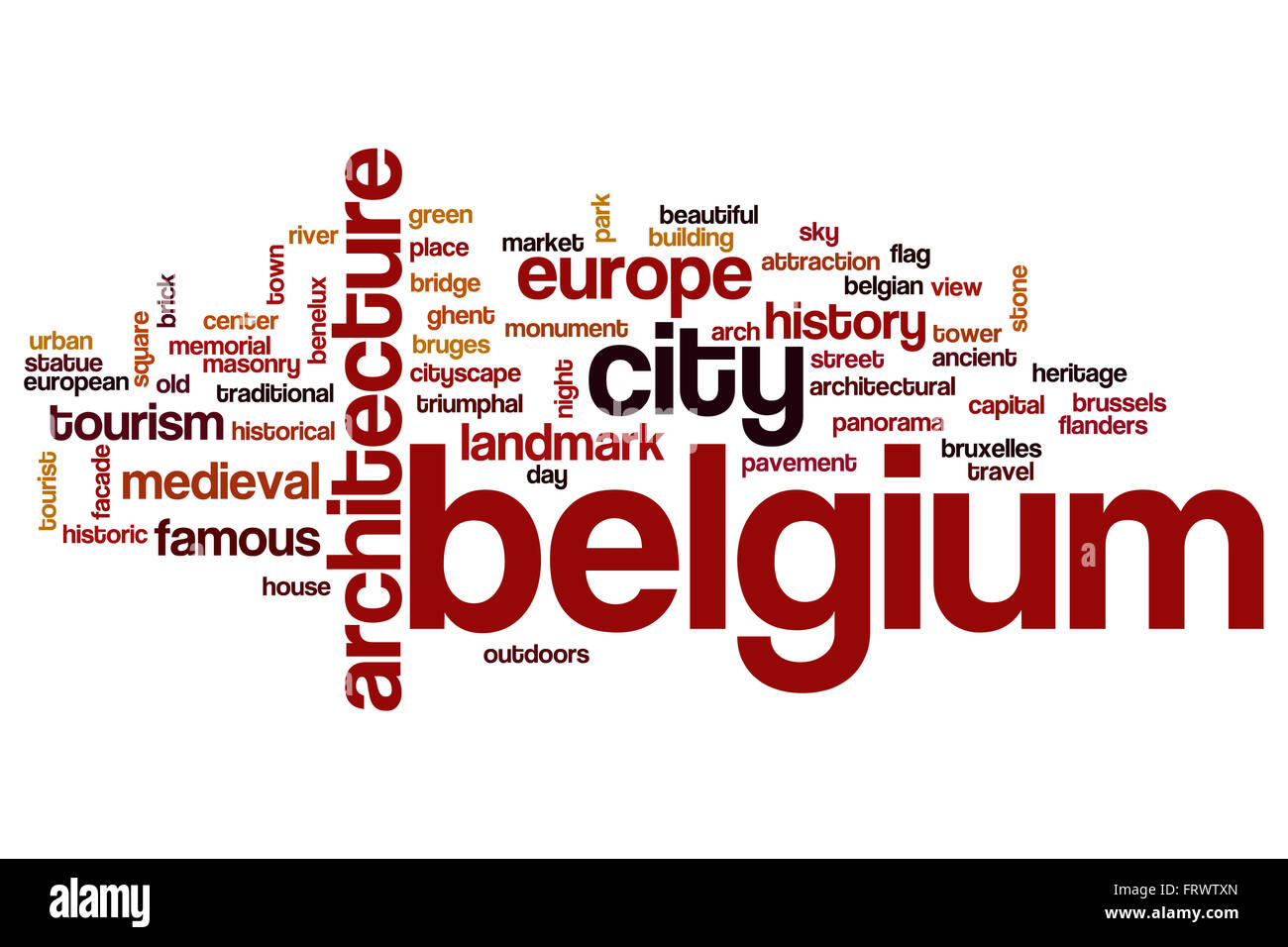 Belgien-Wortwolke Stockfoto