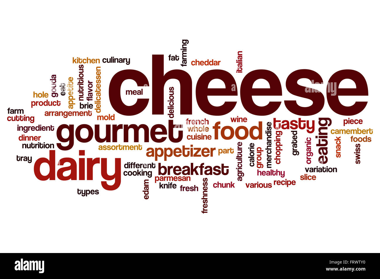 Käse-Wortwolke Stockfoto