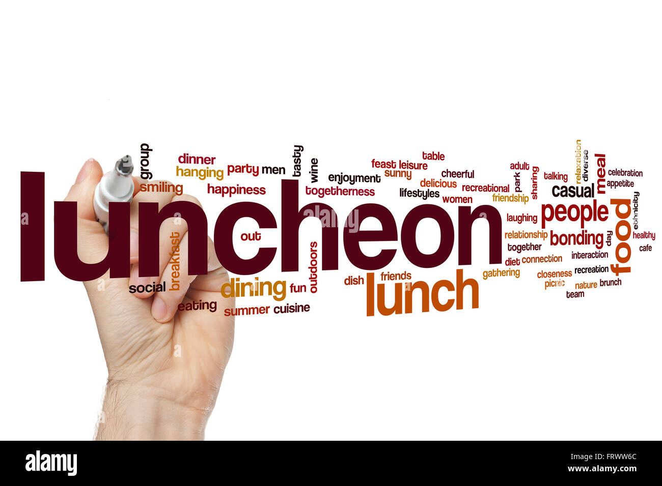 Mittagessen-Wortwolke Stockfoto