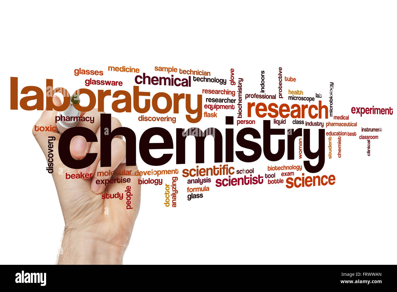 Chemie-Wortwolke Stockfoto