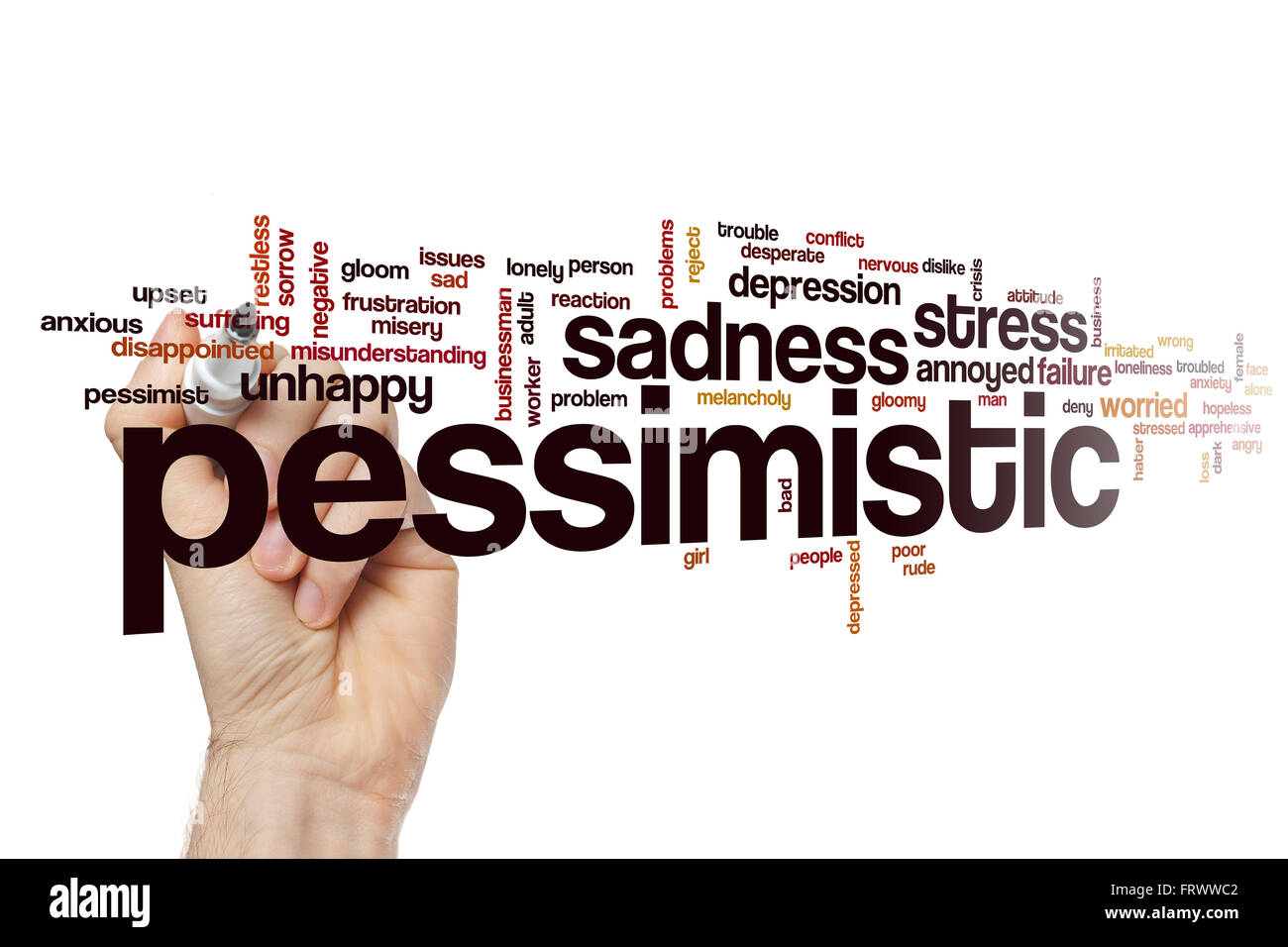 Pessimistische Wortwolke Stockfoto