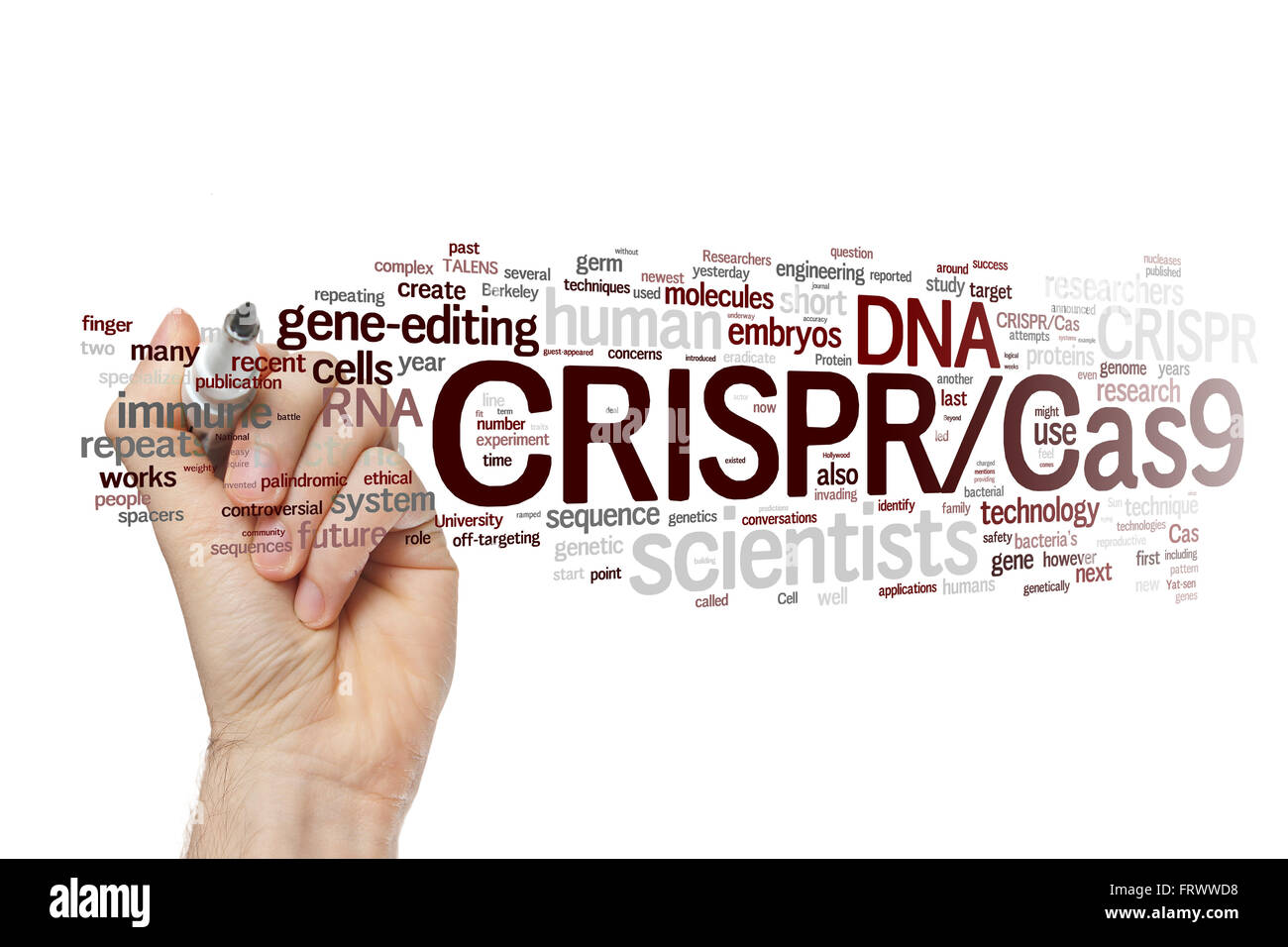 Handschrift CRISPR/Cas9 System für die Bearbeitung, Regulierung und targeting Genome (Bio- und Gentechnologie) Wortwolke Stockfoto
