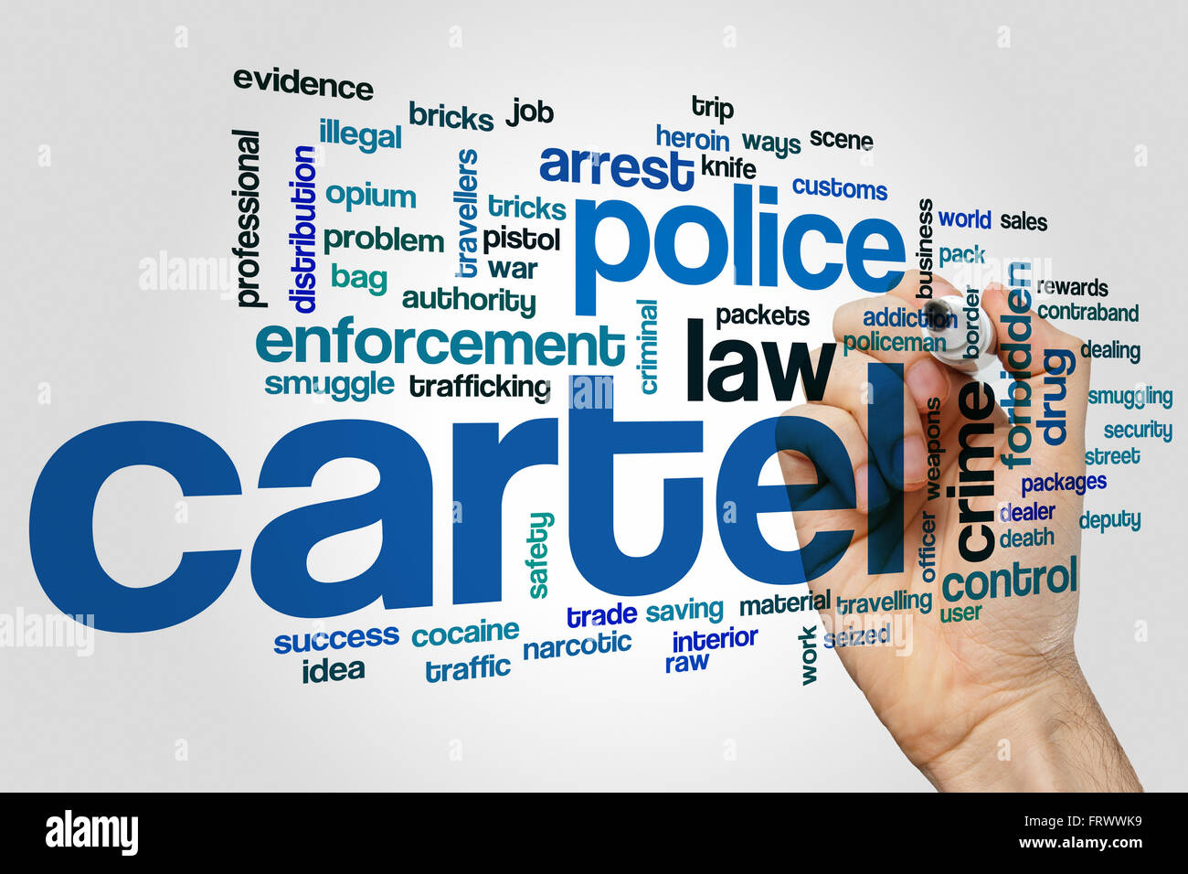 Kartell-Wortwolke Stockfoto