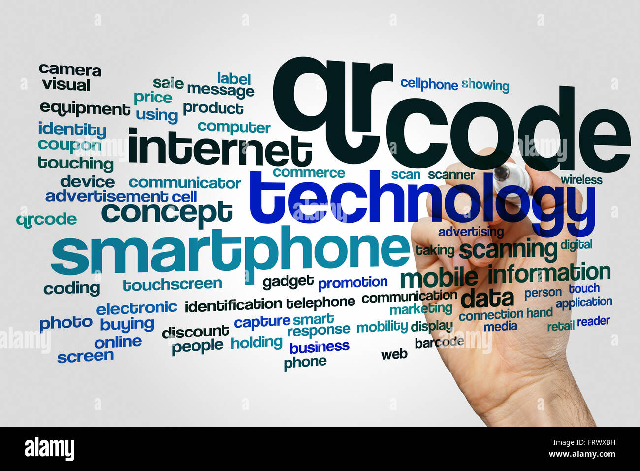 QR-Code-Wort-Wolke Stockfoto