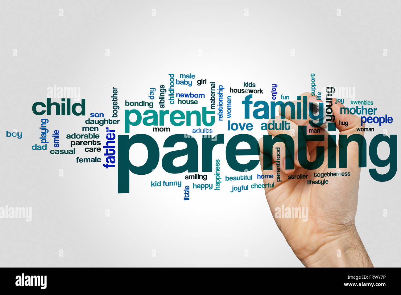 Elternschaft Word Cloud-Konzept Stockfoto