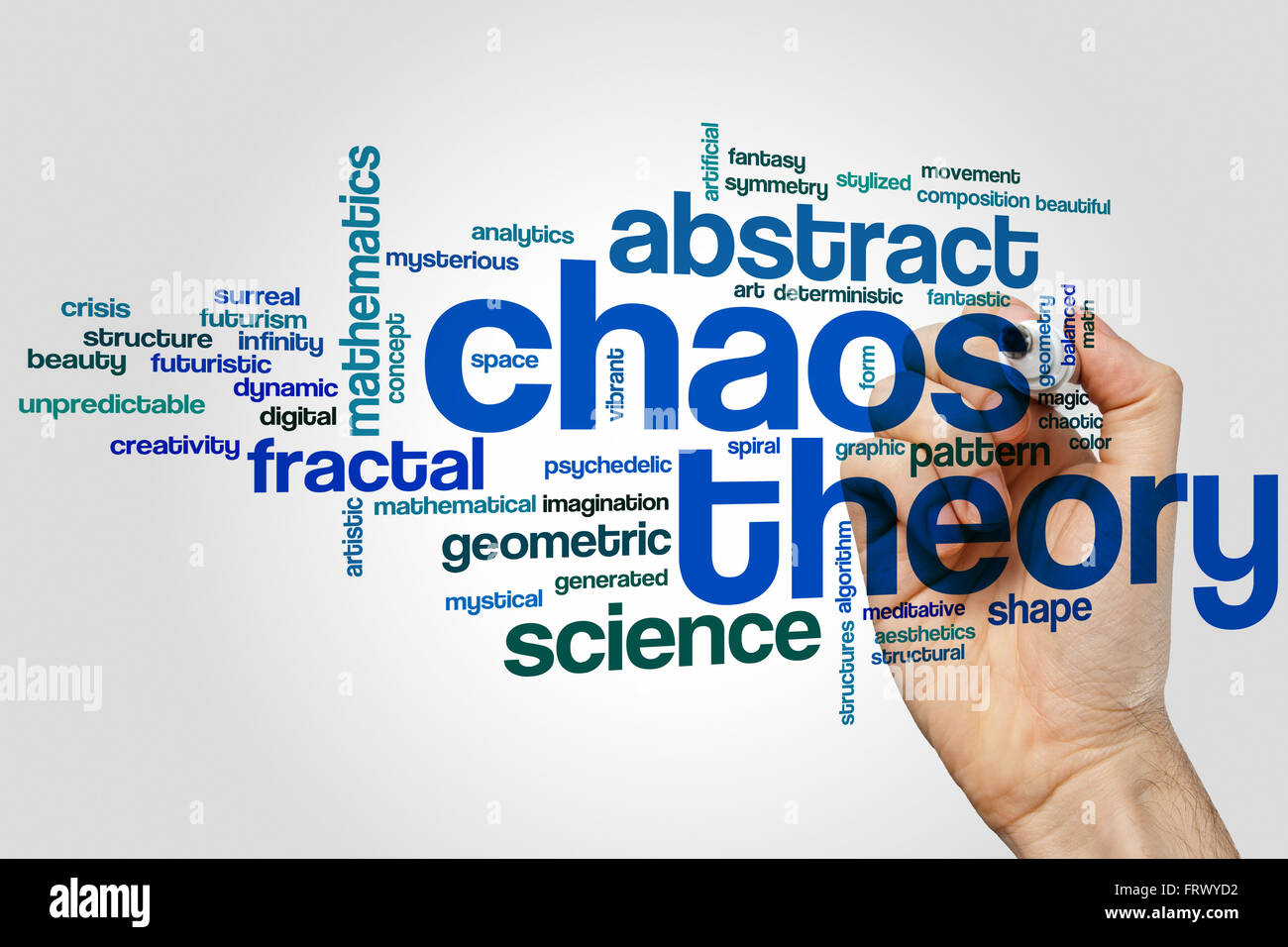 Chaos-Theorie-Wort-Cloud-Konzept Stockfoto