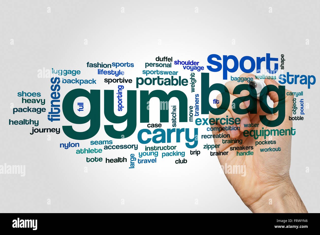 Gym Bag Wortwolke Stockfoto