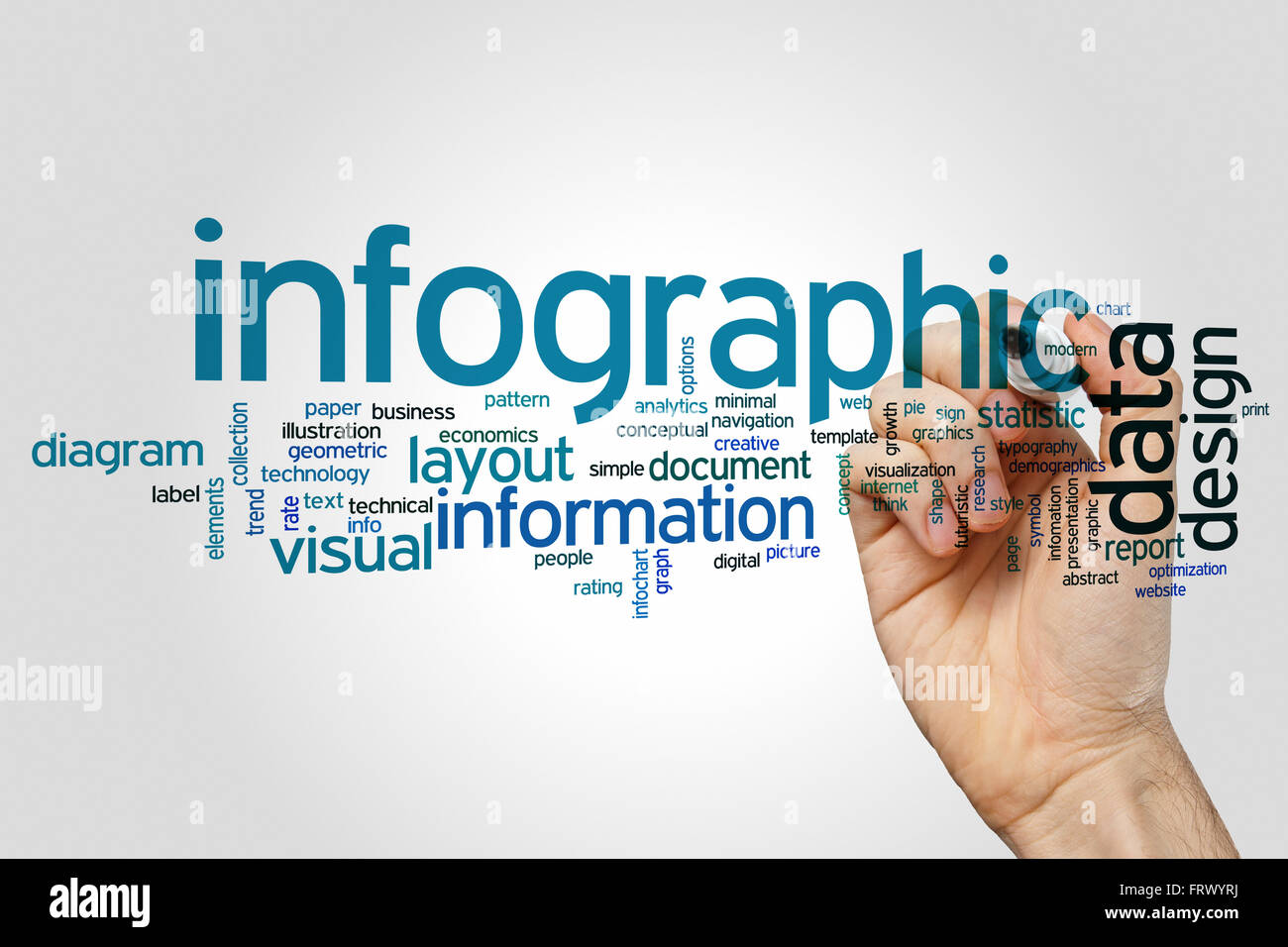 Infografik-Konzept Word Cloud-Hintergrund Stockfoto