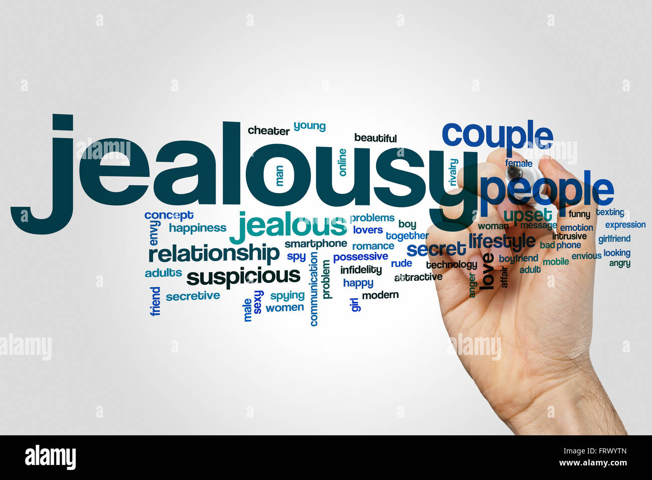 Eifersucht-Wort-Cloud-Konzept Stockfoto