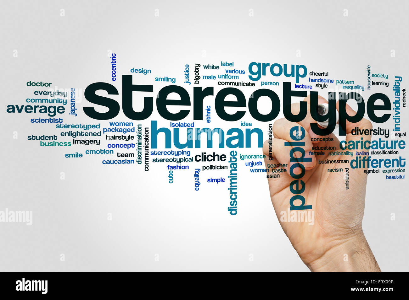 Stereotyp Konzept Word Cloud-Hintergrund Stockfoto