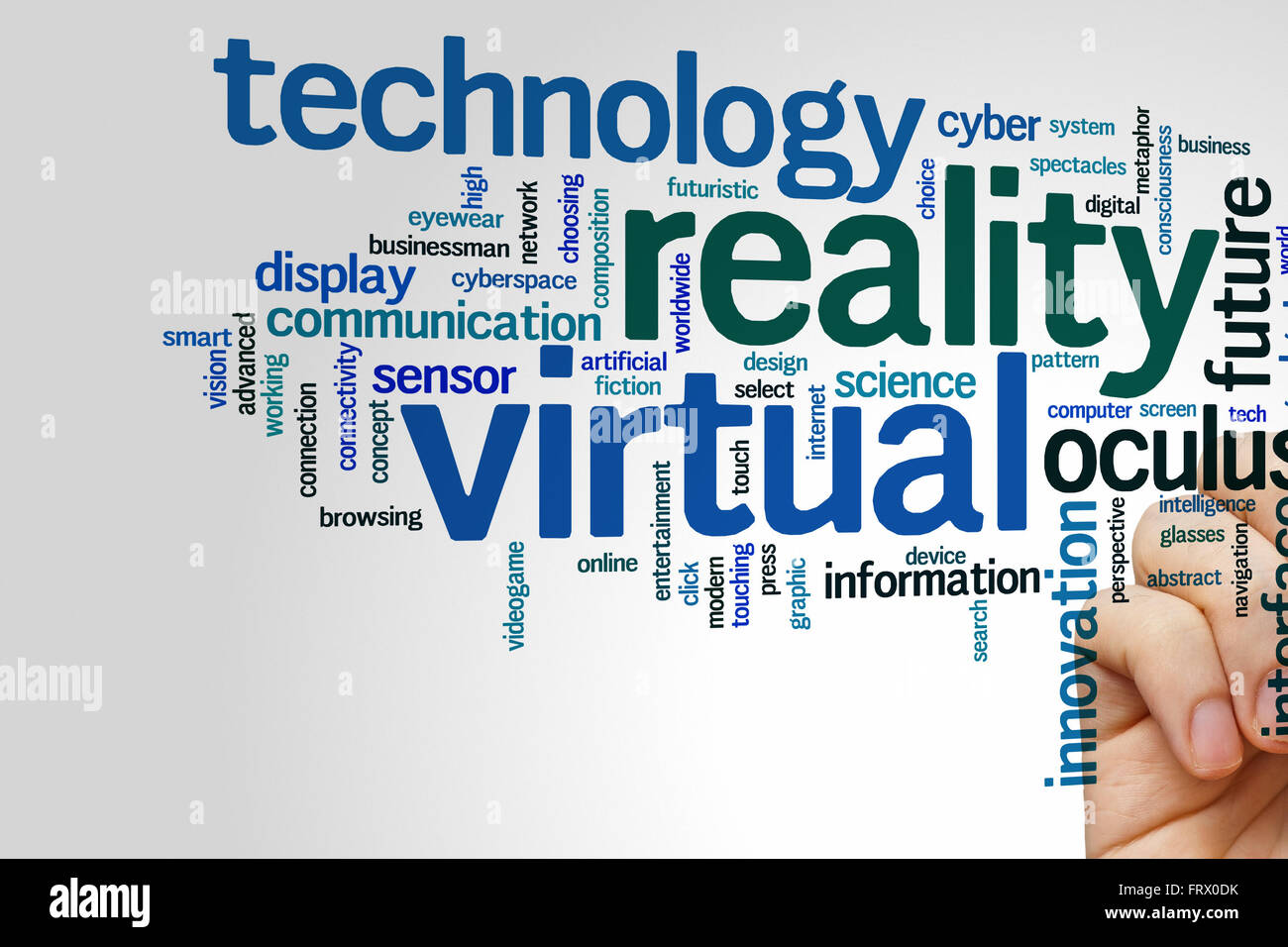 Virtual-Reality-Konzept Word Cloud-Hintergrund Stockfoto