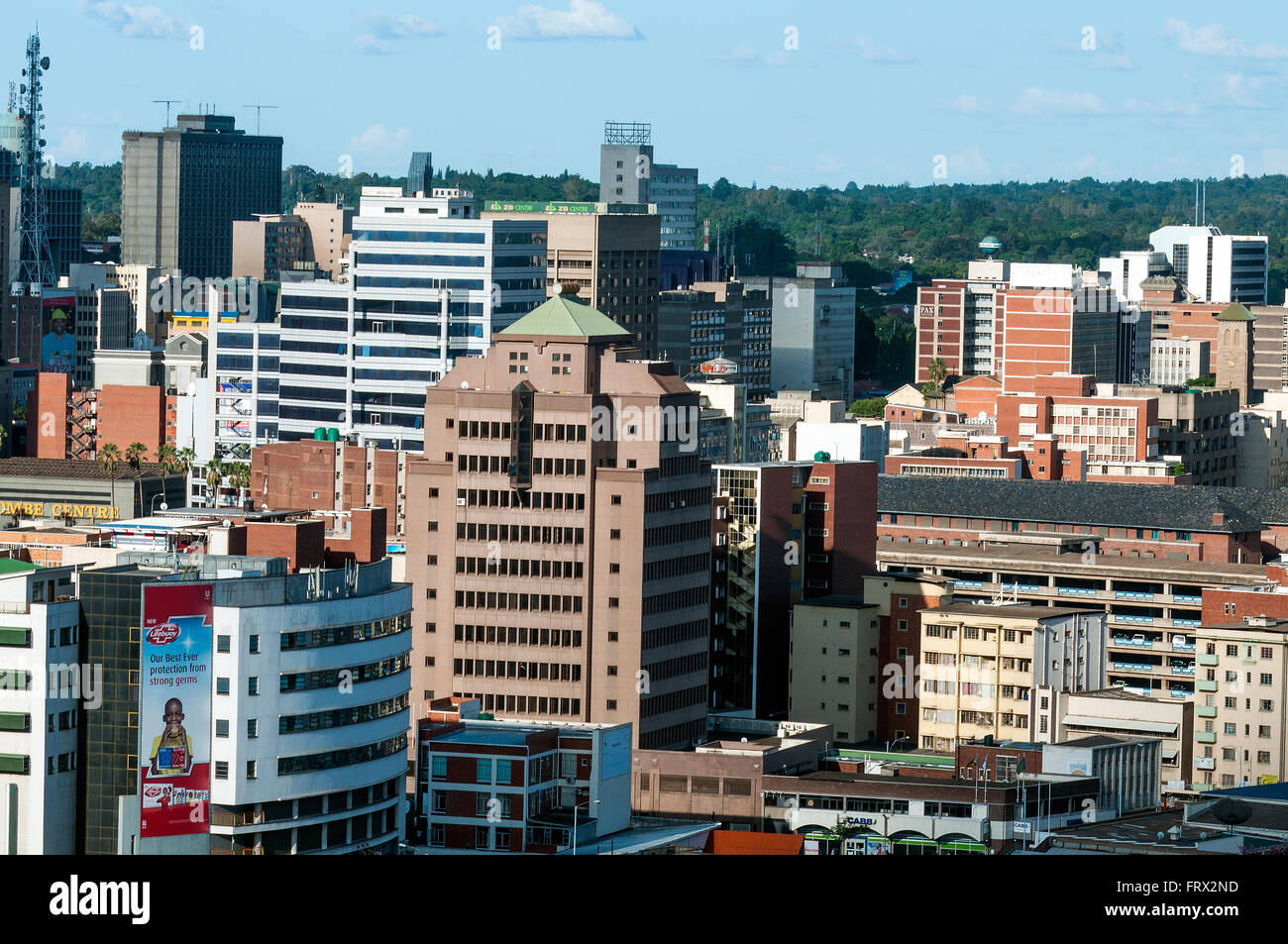 Luftaufnahme des CBD nach Nordosten, Harare, Simbabwe Stockfoto