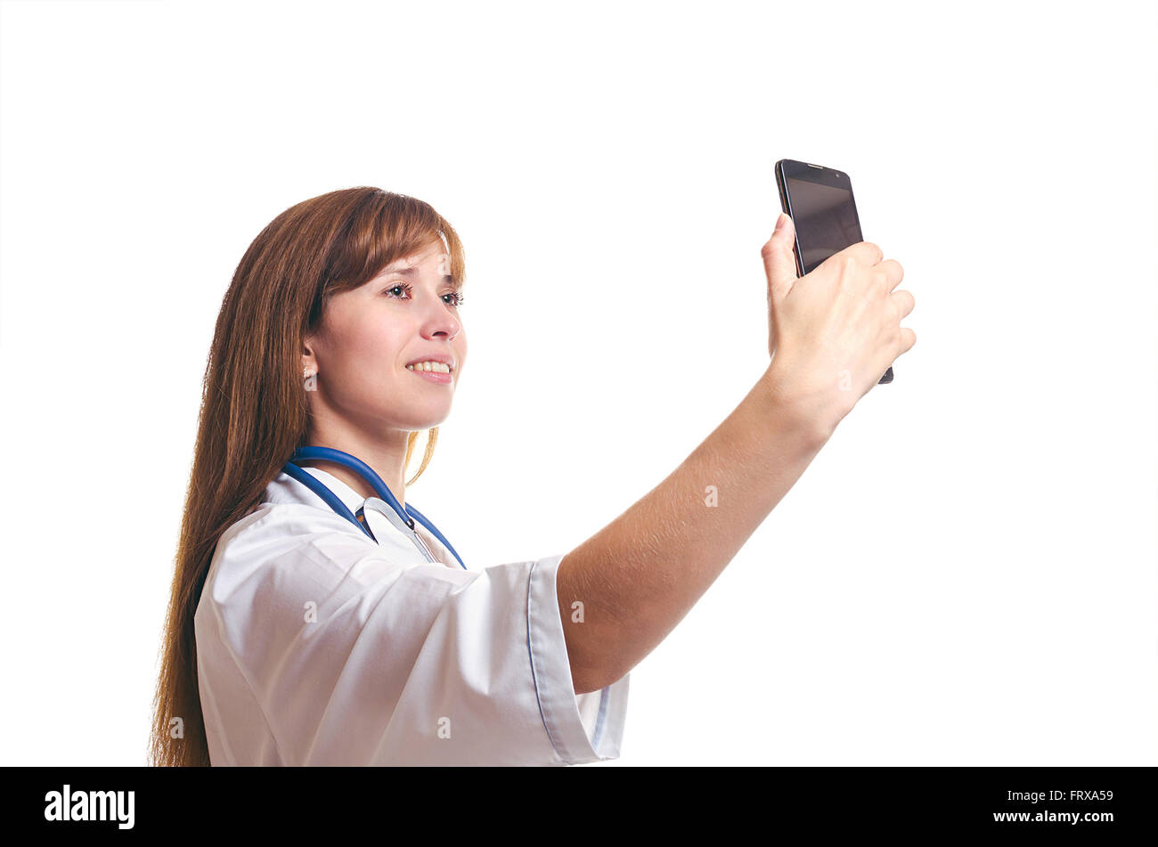 Der Arzt tut das selfie Stockfoto