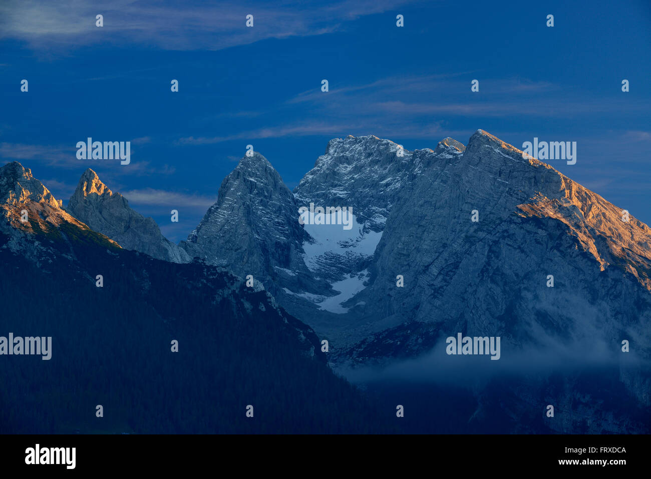 Hochkalter mit Blaueis Gletscher, Nationalpark Berchtesgaden, Berchtesgadener Alpen, Upper Bavaria, Bayern, Deutschland Stockfoto