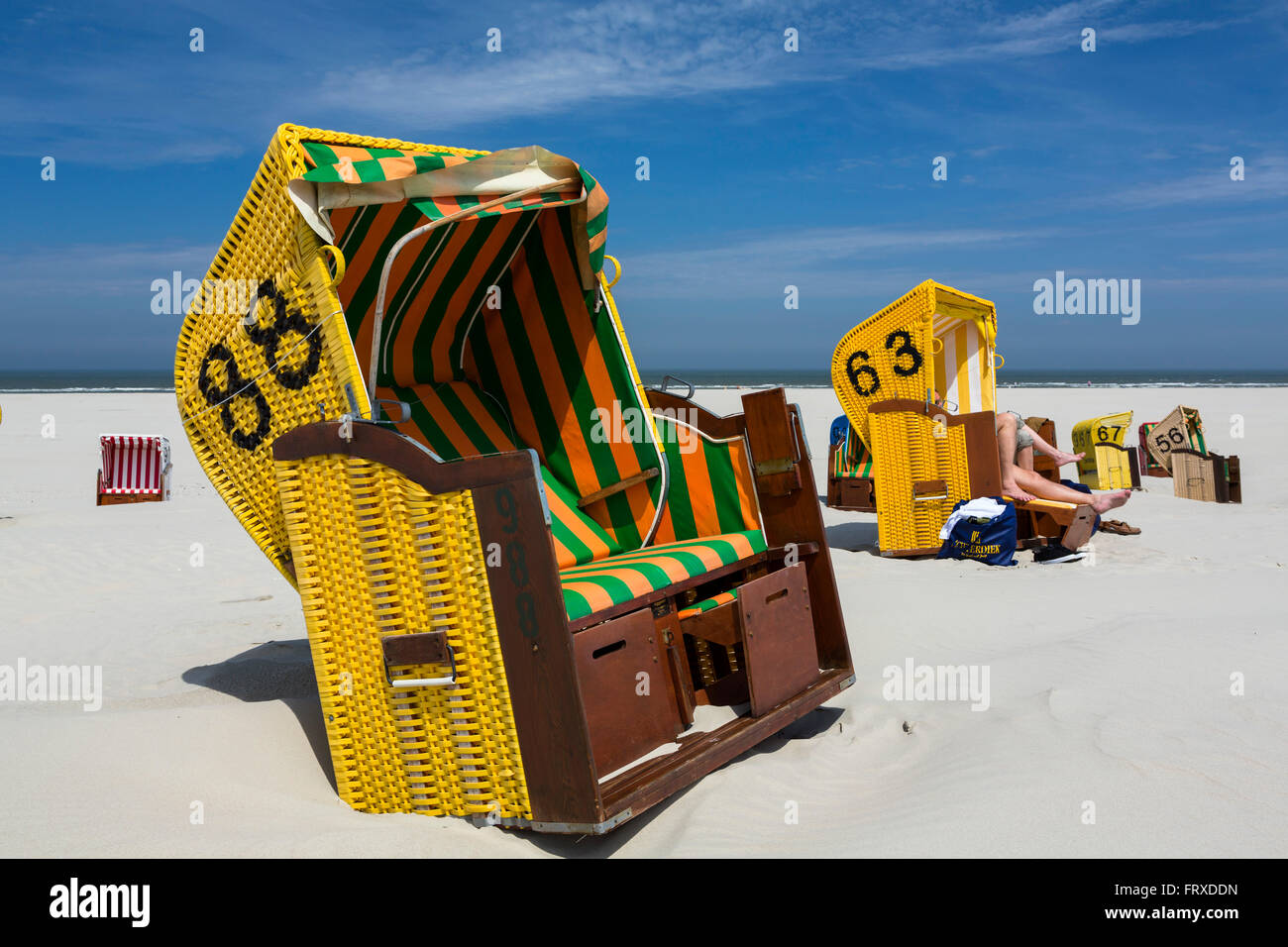 Strandkörbe, Insel Juist, Nordsee, Ostfriesischen Inseln, Ostfriesland, Niedersachsen, Deutschland, Europa Stockfoto