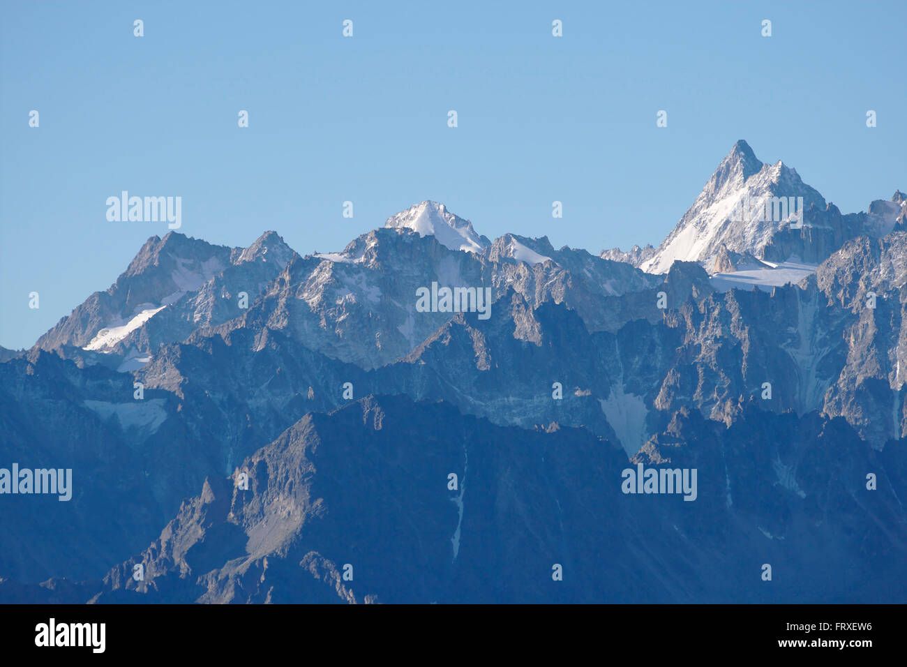 Tour Noir (Mont-Blanc-Massiv) gesehen von Demecre in der Nähe von Martigny, Schweiz Stockfoto
