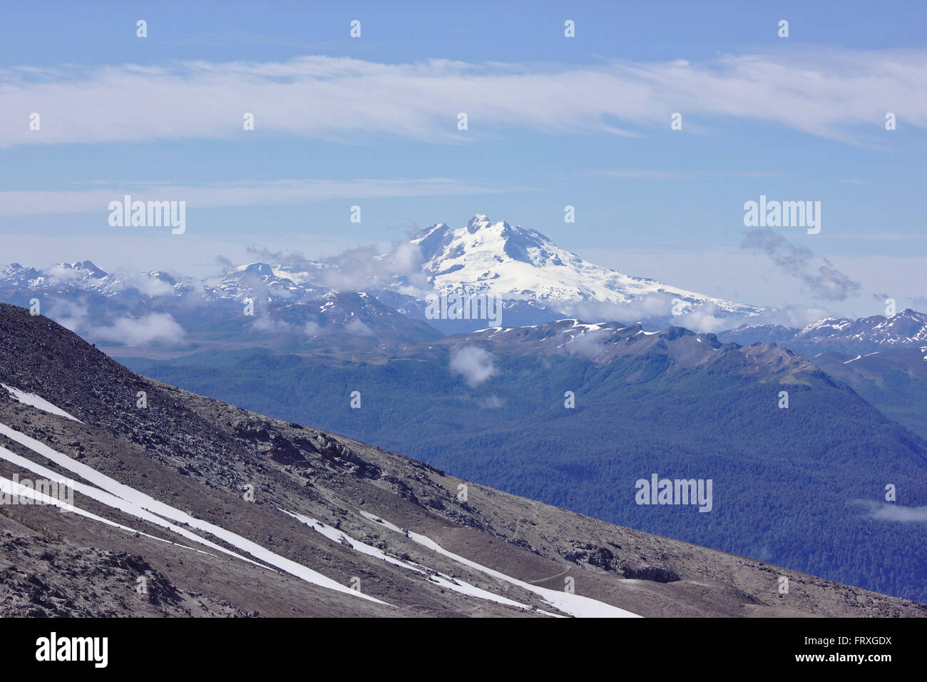 Tronador gesehen von Puyehue, Patagonien, Chile Stockfoto