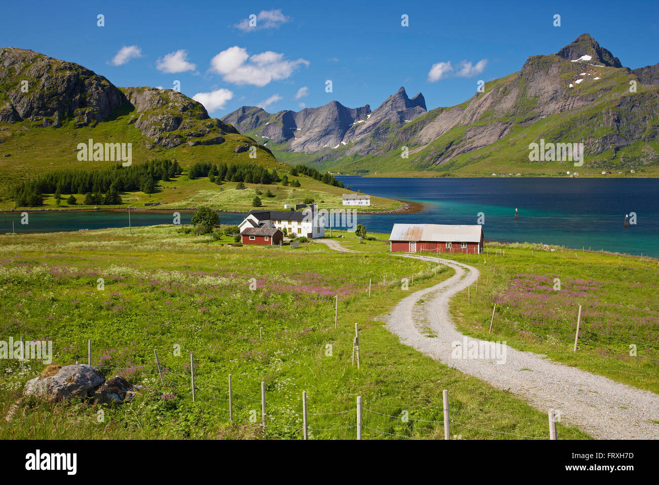 Andopsnes bei Selfjorden, Insel Moskenes, Lofoten, Provinz Nordland, Nordland, Norwegen, Europa Stockfoto