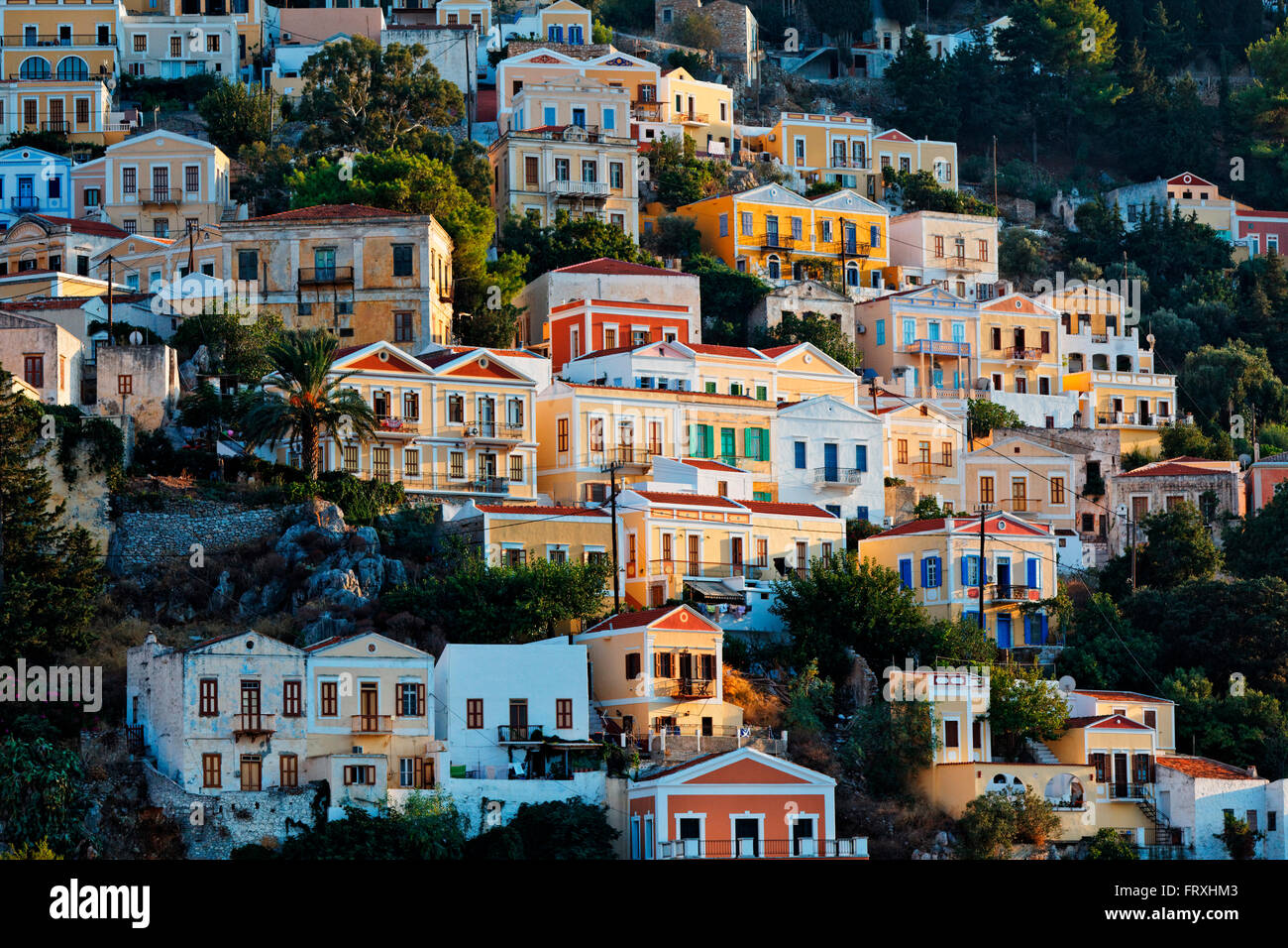 Gialos, Symi Stadt, Symi, Dodekanes, südliche Ägäis, Griechenland Stockfoto