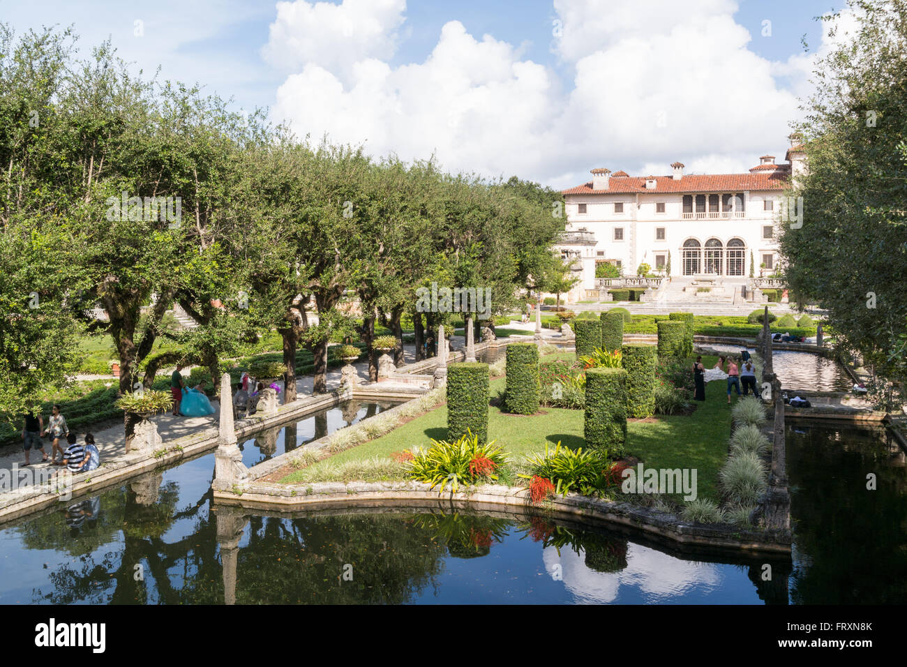 Nordfassade Villa Vizcaya Museum Gärten in Coconut Grove in Miami, Florida, USA Stockfoto