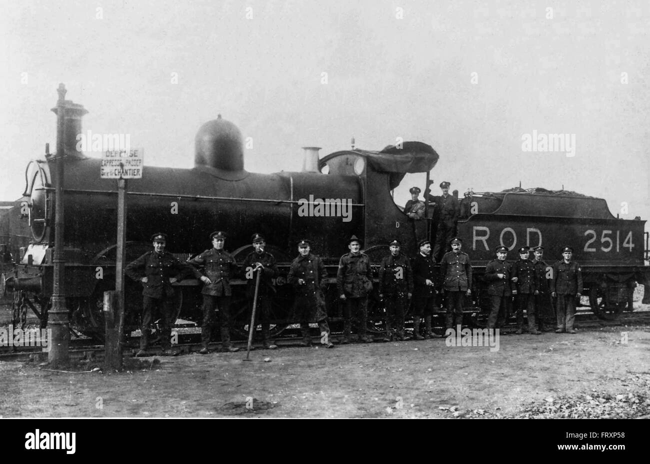 GWR Dean waren 0-6-0 Dampflok in Dieppe Docks beim servieren mit der Eisenbahn Unternehmensbereich, Royal Engineers im ersten Weltkrieg Stockfoto