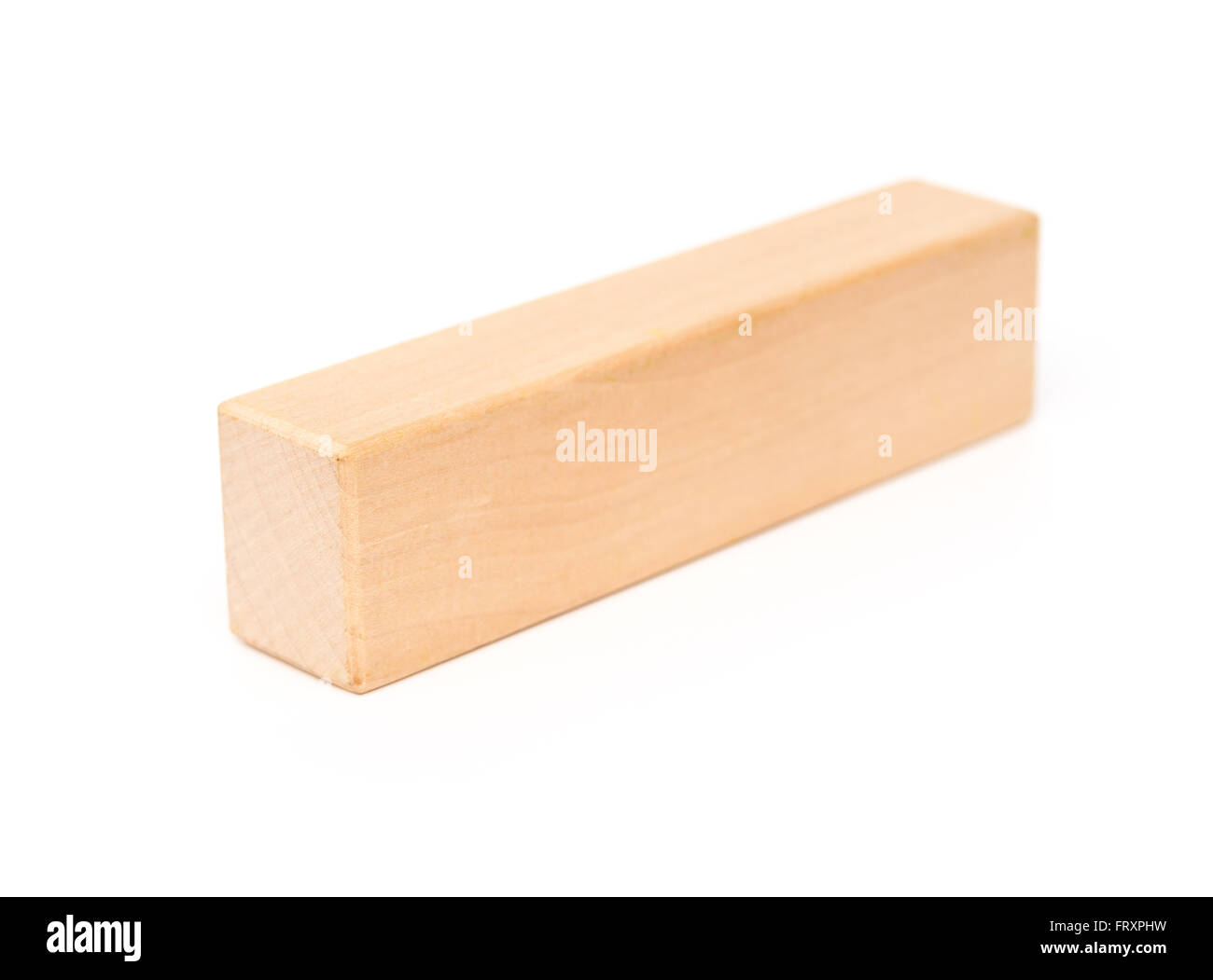 Stück Holz Klötzchen auf weißem Hintergrund Stockfoto