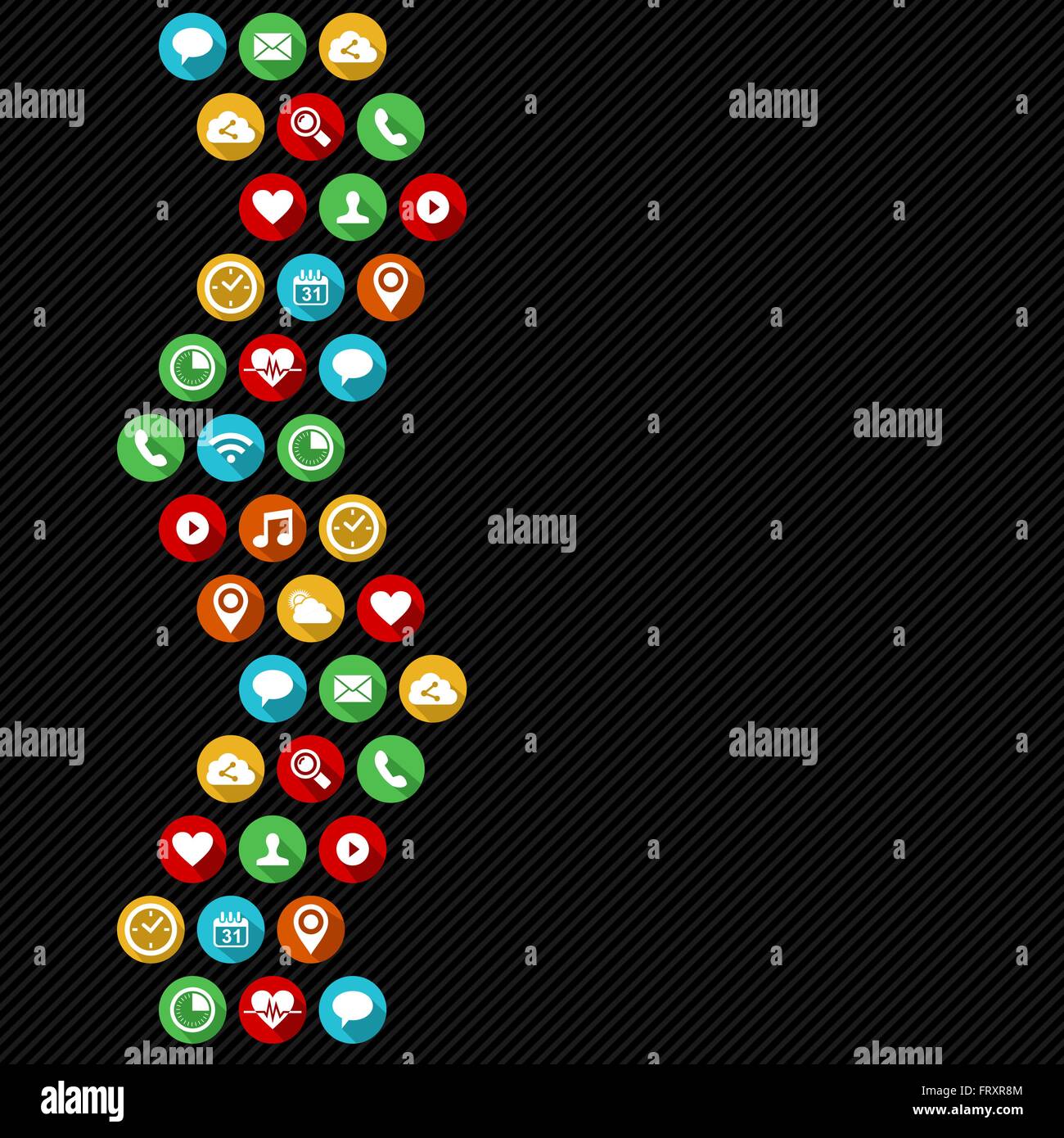Moderne app Icon Design-Hintergrund in Wohnung Kunststil, umfasst social-Buttons, Gps und Web Badges. EPS10 Vektor. Stock Vektor
