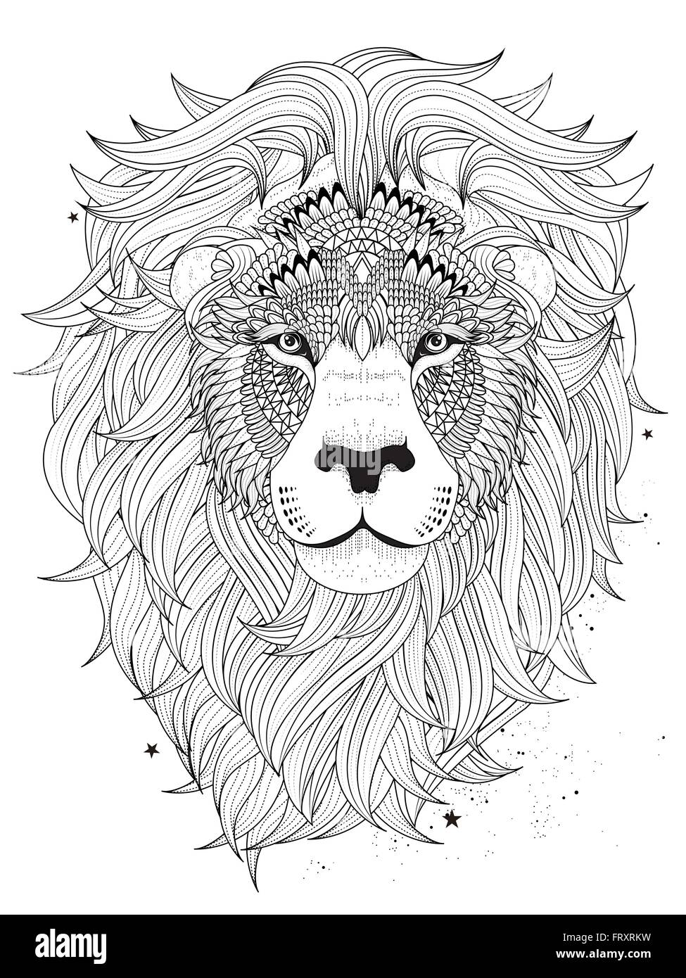 outline lion head animal vector stockfotos & outline lion