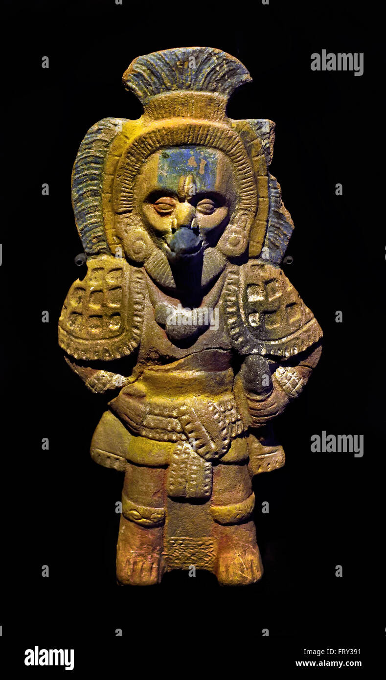 Windgott dargestellt als Krieger (männliche Figur) 600-900 Maya - Aina (Insel) Campeche (Bundesstaat) Yucatán (Halbinsel) Mexiko mexikanische Keramik Stile Stockfoto