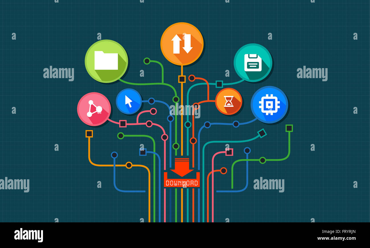 Internet-Info Grafik Hintergrund abstrakt mit Symbolen. Stockfoto