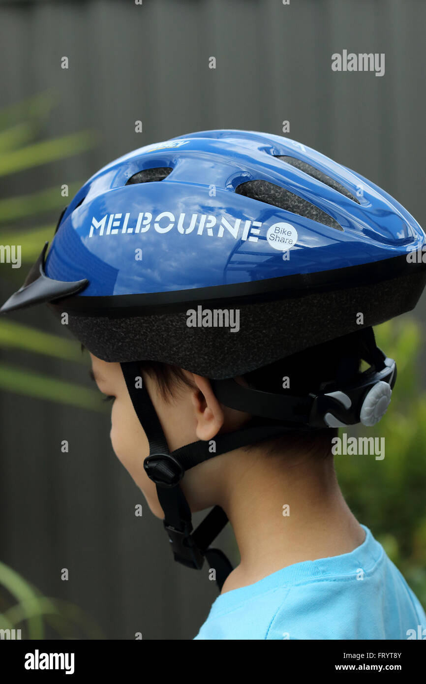 Melbourne Bike Anteil Helm Stockfoto