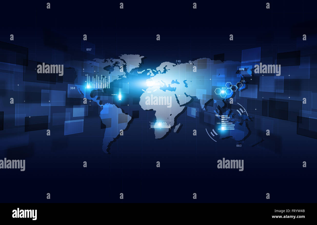 abstrakte Netztechnologie Verbindungen Konzept Blau Schnittstelle Stockfoto