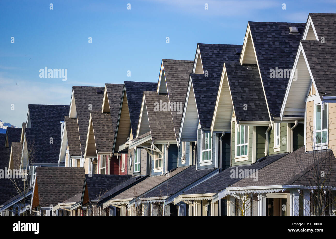 Zeile der moderne Stadthäuser in Vancouver, Kanada Stockfoto