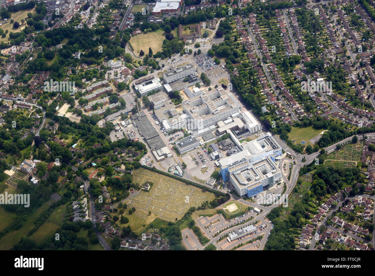 Luftaufnahme von John Radcliffe Hospital, Oxford Stockfoto