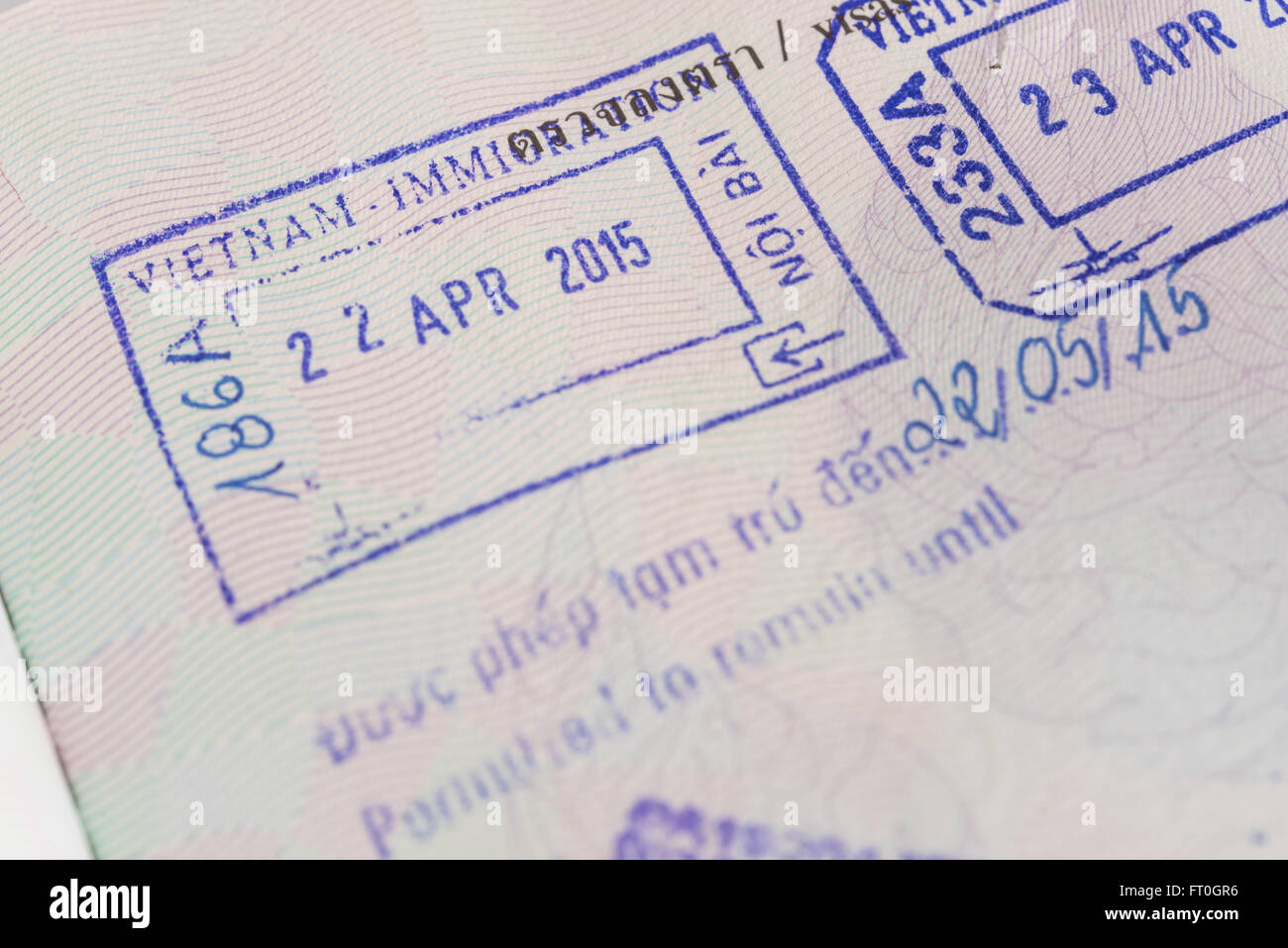 Visum-Passstempel aus vietnam Stockfoto