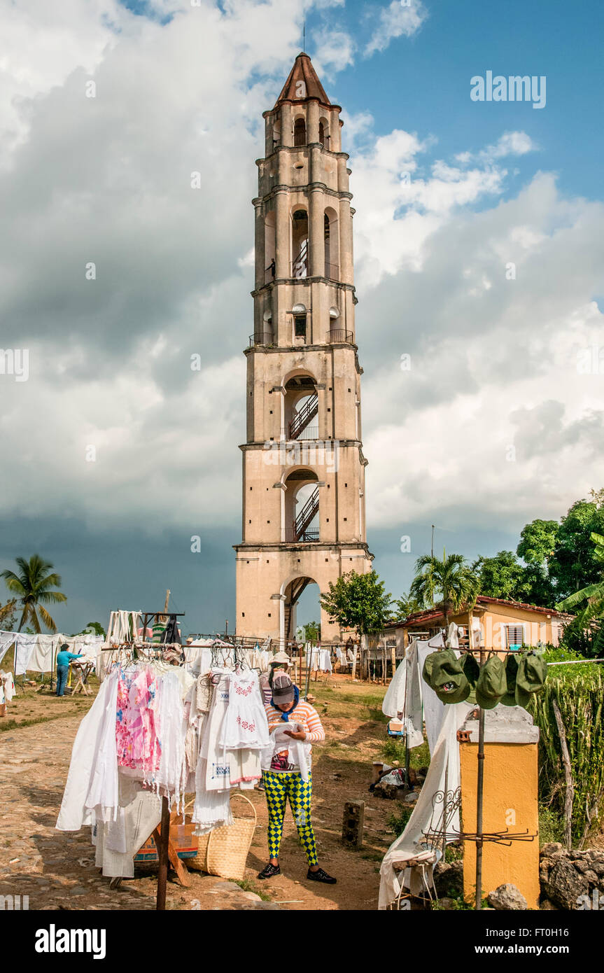 Tal de Los Ingenios oder Tal der Sugar Mills, Kuba. Slave Wachturm Turm Manaca Iznaga Plantage Stockfoto
