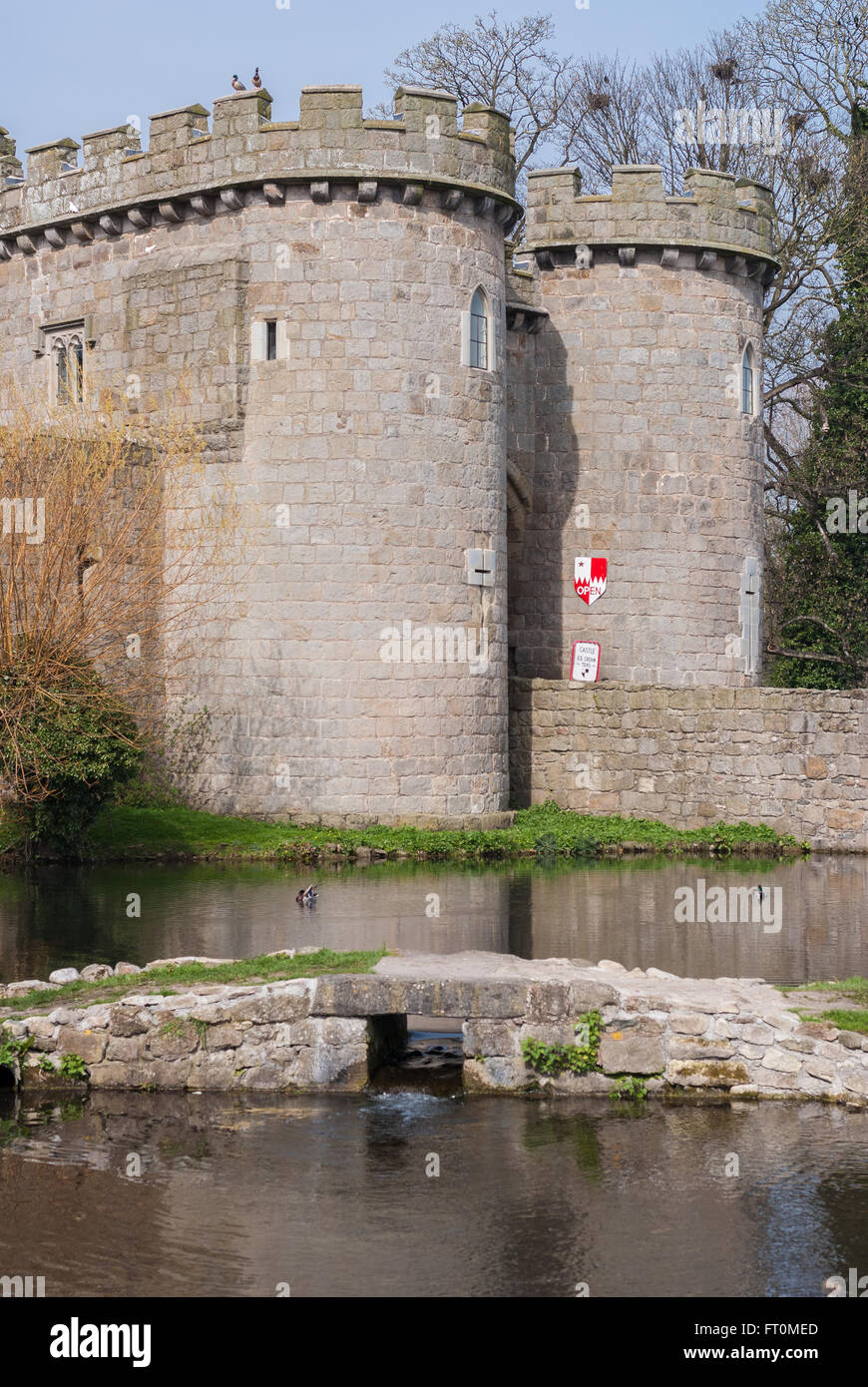 Whittington Castle ist eine Burg im nördlichen Shropshire, England, Besitz und verwaltet von Whittington Castle Preservation Fund. Stockfoto