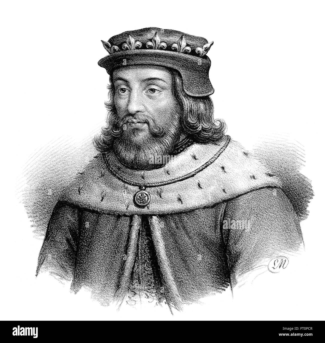 Stammvaters, Meroveus, Merovechus, Merovius oder Mérovée, König der salischen Franken von der Merowinger, 5. Jahrhundert Stockfoto