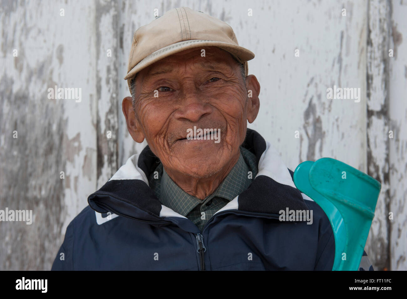 Porträt eines Mannes, Augpilagtoq, Prinz Christian Sund, Kitaa, Grönland Stockfoto