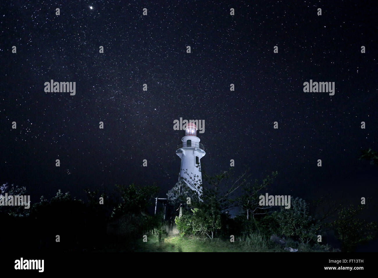 Basco Leuchtturm mit Sternen, Batan Island, Batanes, Philippinen, Asien Stockfoto