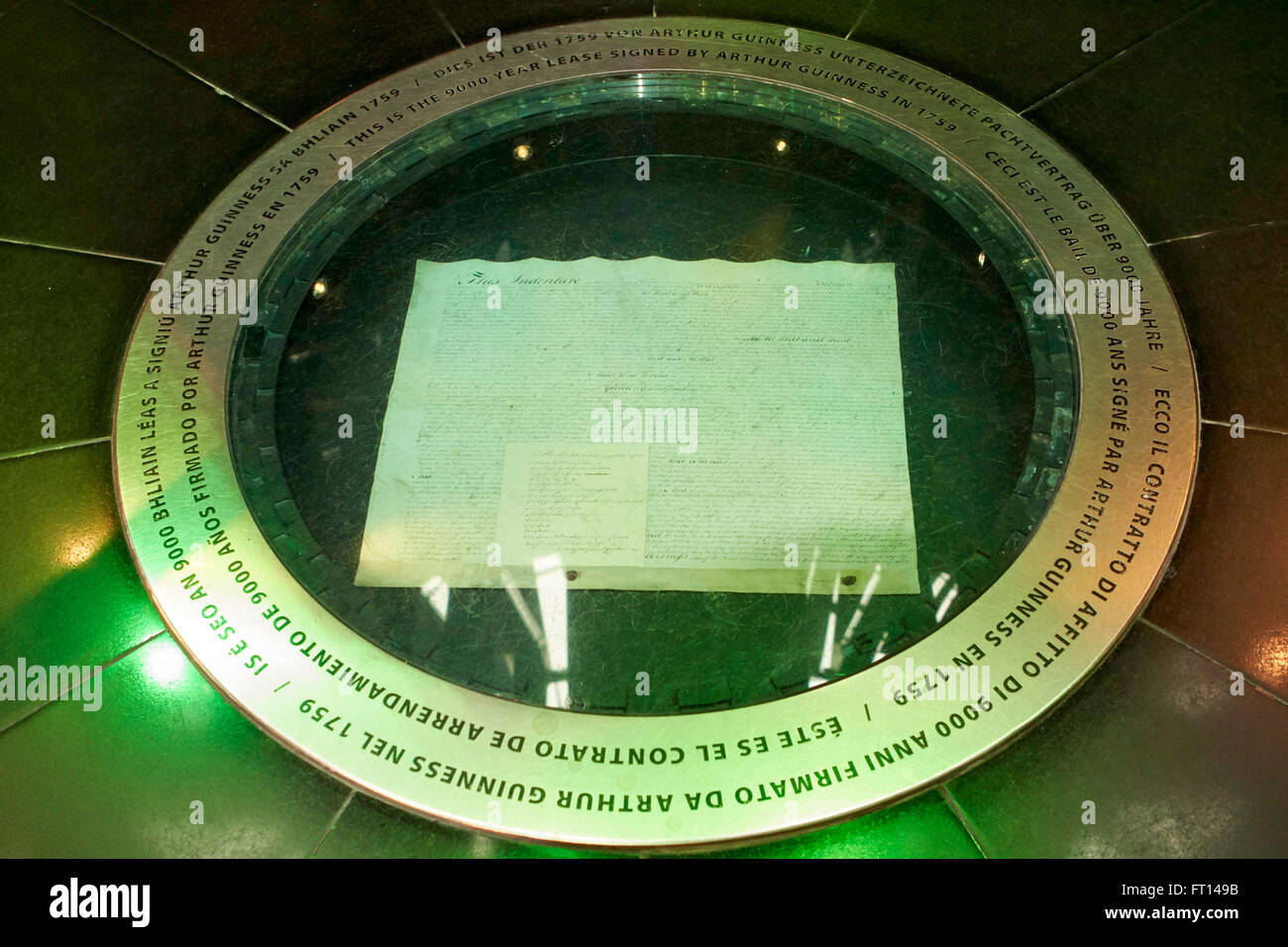 Kopie von Arthur Guinness 9000-Jahres-Mietvertrag in der Guinness Storehouse Dublin Irland Stockfoto