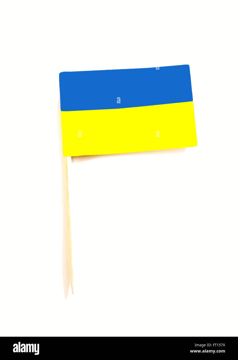 Zahnstocher mit der ukrainischen Flagge Stockfoto