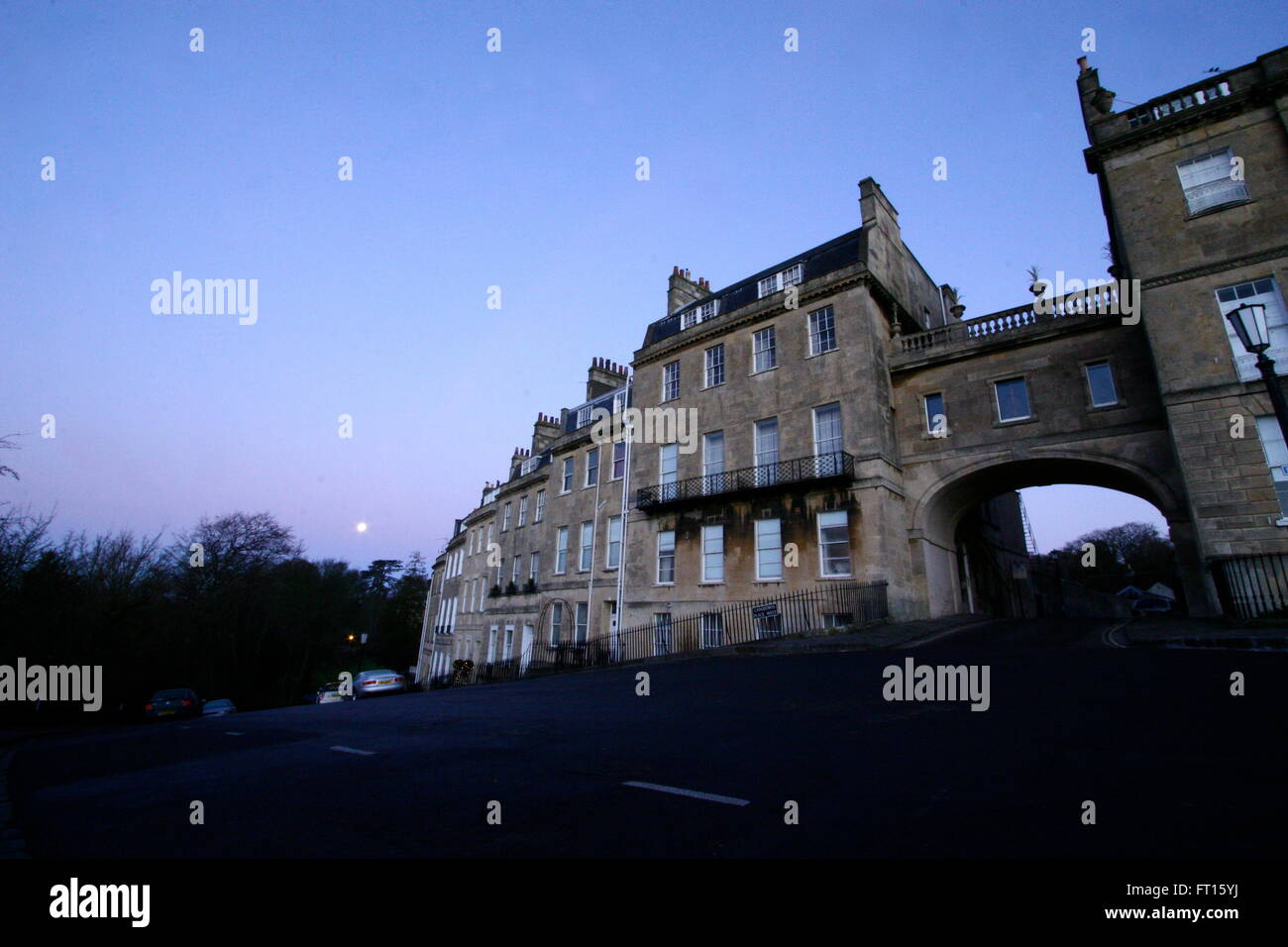 Am frühen Morgen Blick auf georgianischen Gebäuden in Bath, Somerset, UK Stockfoto