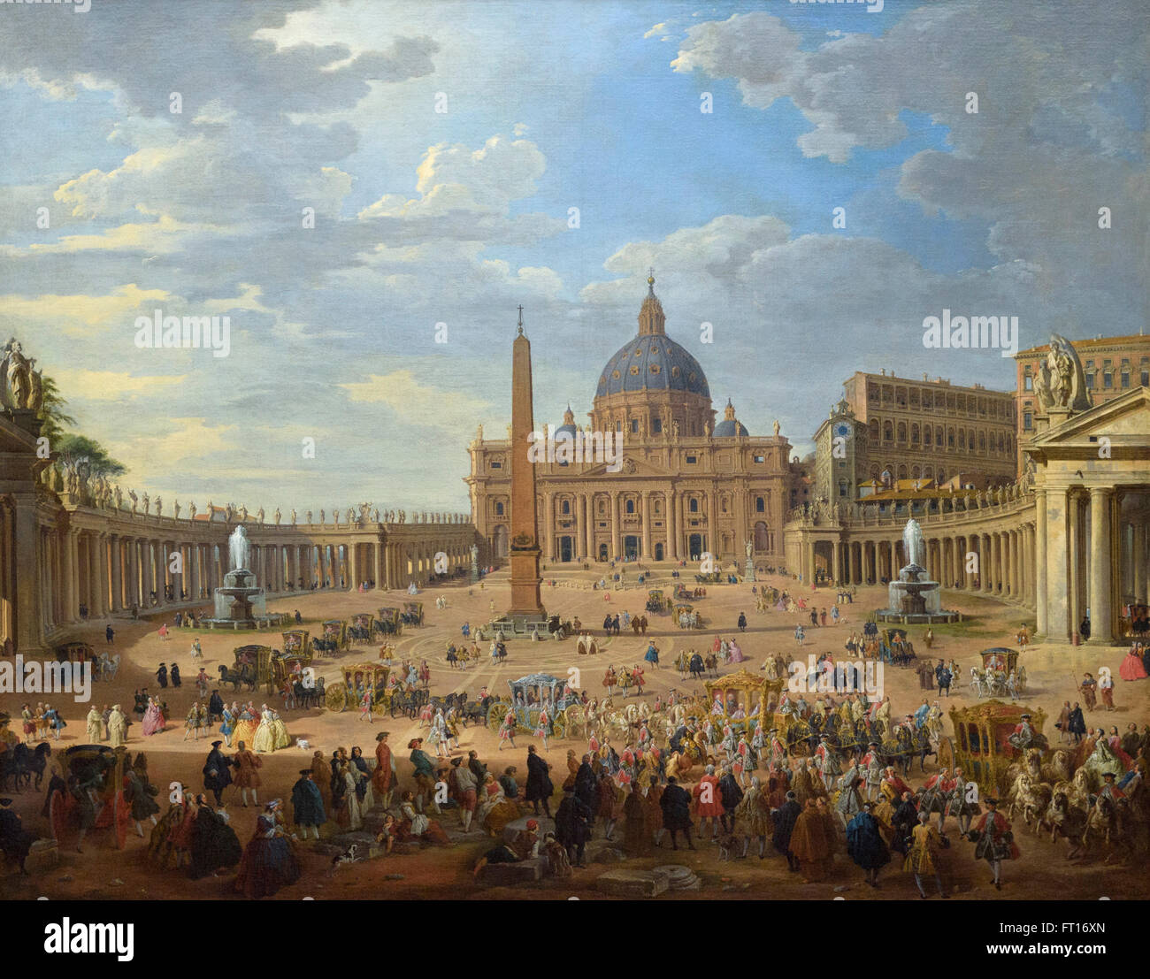 Giovanni Paolo Panini (1691-1765) Abfahrt des Duc de Choiseul von der Piazza di San Pietro in Rom, 1754. Stockfoto