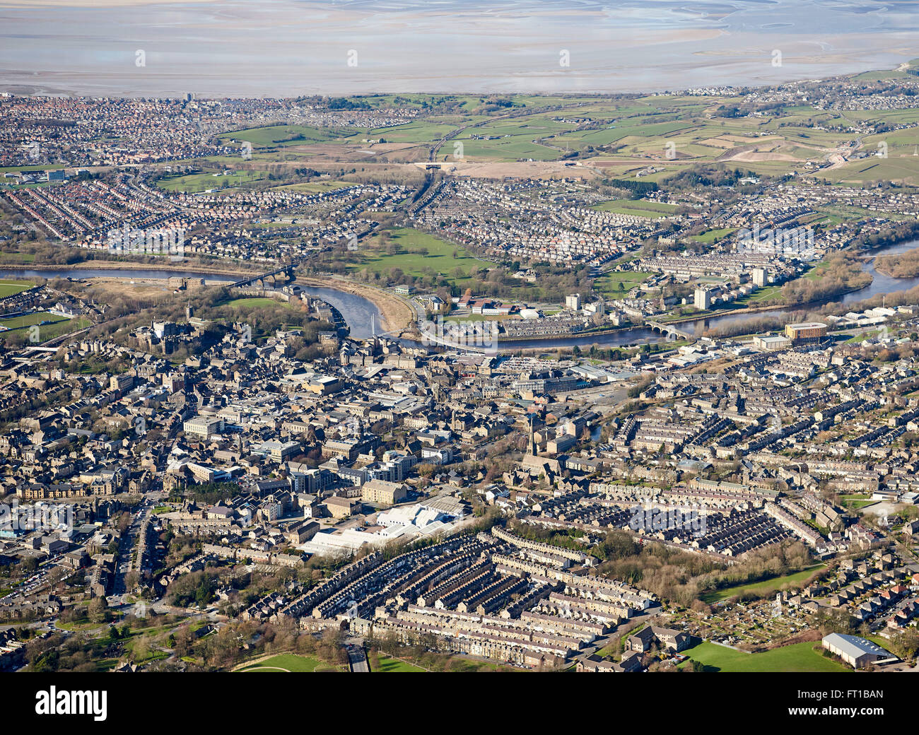 Die Stadt Lancaster aus der Luft, North West England Stockfoto