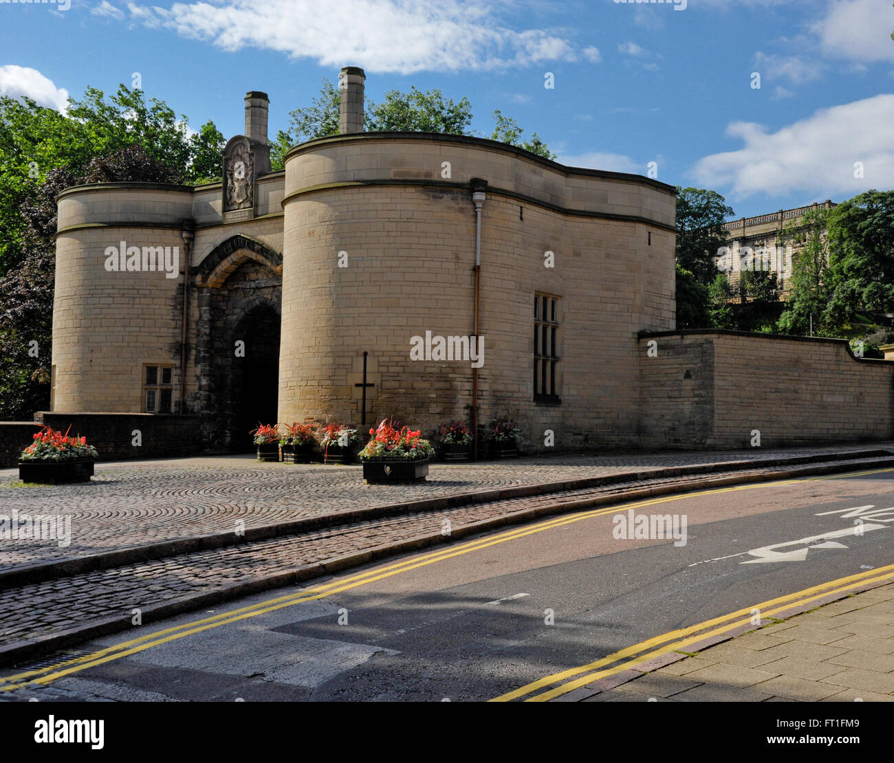 Blick auf den Eingang zu Nottingham castle Stockfoto