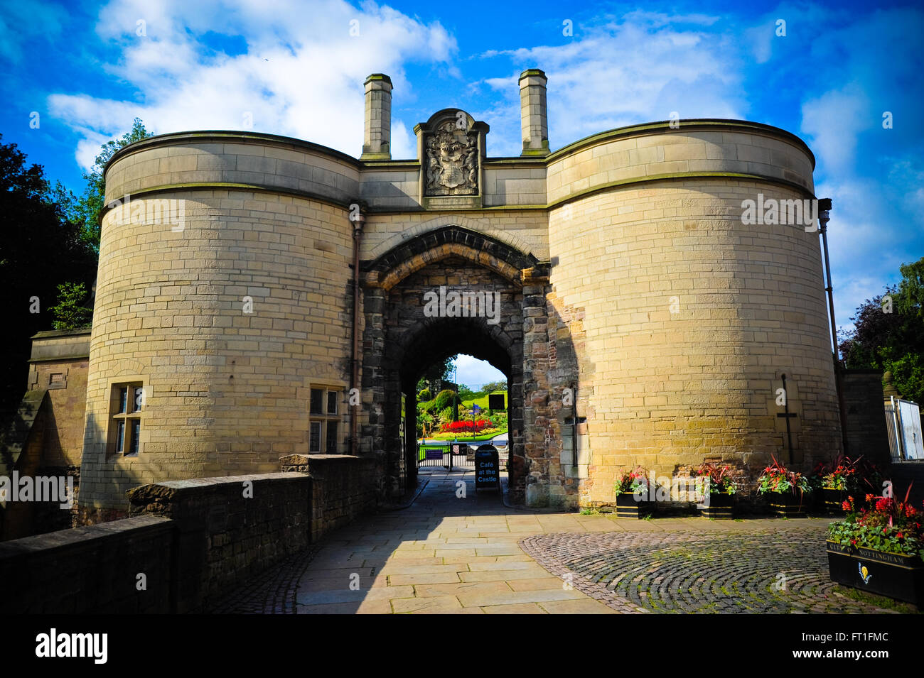 Blick auf den Eingang zu Nottingham castle Stockfoto