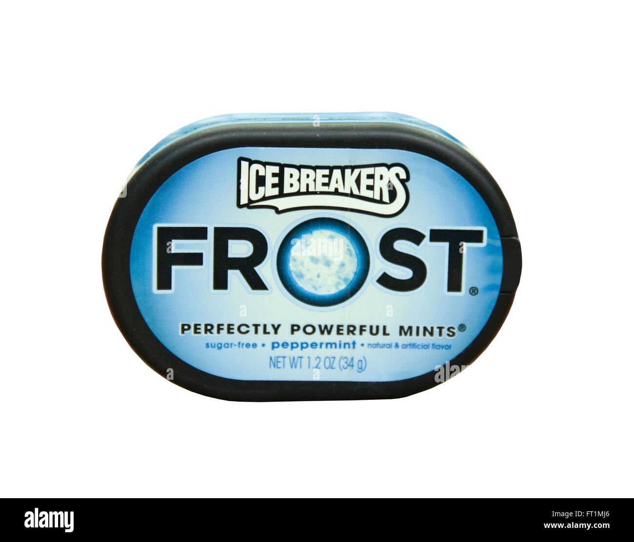 SPENCER, WISCONSIN - 13. März 2014: Box Ice Breakers Pfefferminze Münzstätten. Ice Breakers erfolgt durch die Hershey Company. Die ihr Stockfoto